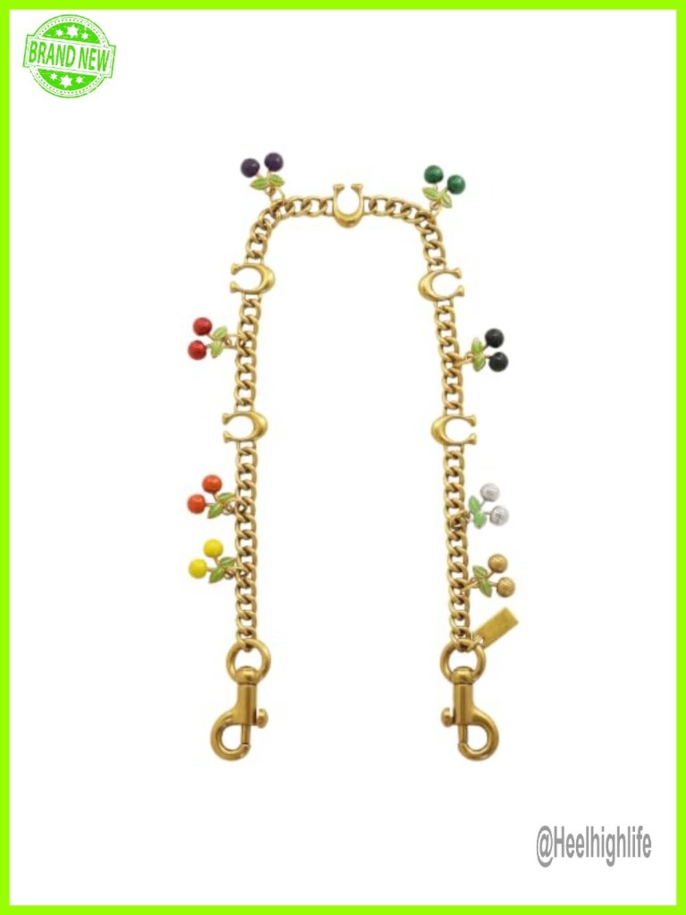 Cherry Bag Chain Charm Gold Purse Chain Extender with Fruit Charms Handbag